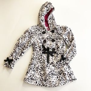 Hawk & Co Dressy Hoodie Windbreaker Rain Jacket Double Breasted Black White Bows